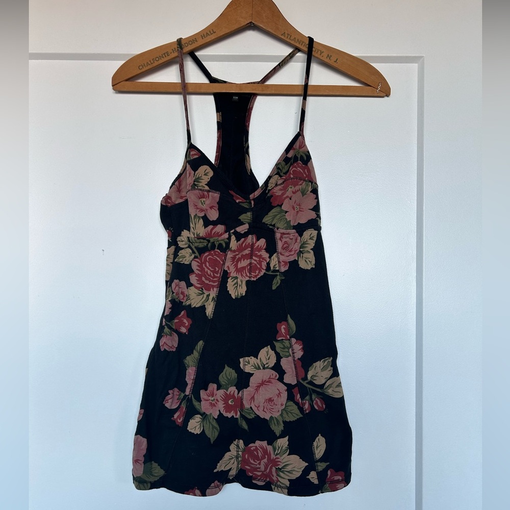 Structured floral racerback Talula tank top black xxs